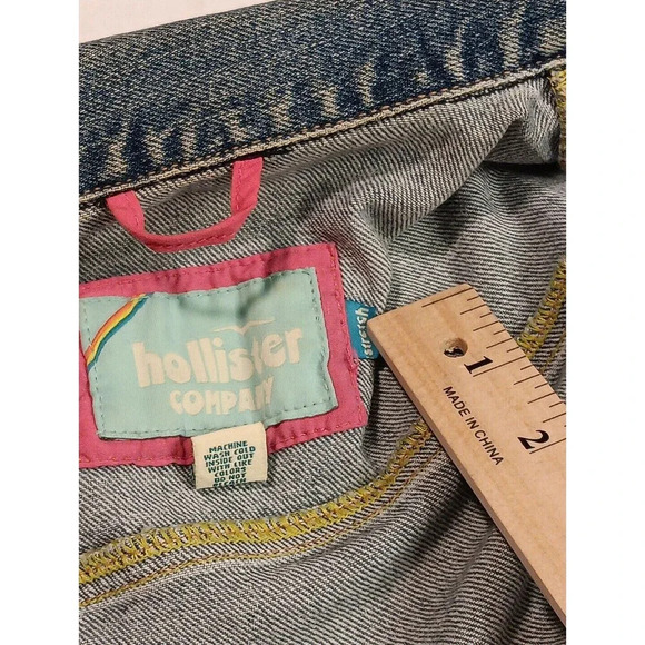 Vintage Y2K Hollister Distressed Wash Denim Button Up Jacket Medium... - Picture 8 of 9